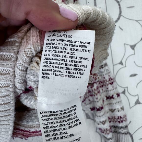 American Eagle Fair Isle Knit Sweater – Neutral Cream Multi – Women’s Large - Picture 6 of 8
